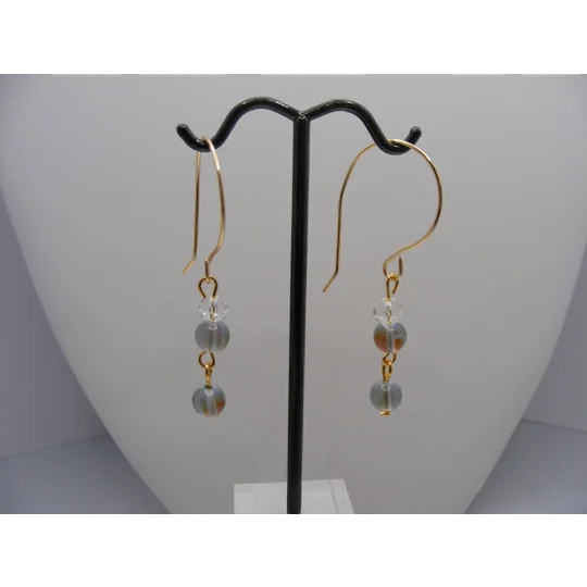 Mermaid Glass and Crystal drop earrings