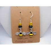 Onyx and Crystal with Bee charm earrings
