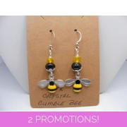 Onyx and Crystal with Bee charm earrings
