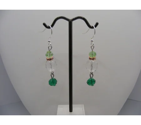 Black Striped Blue Czech glass earrings