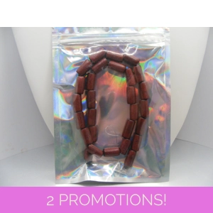 Red Wood Tube Beads -  16