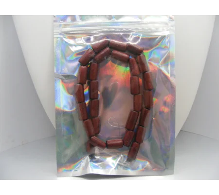 Red Wood Tube Beads - 16"