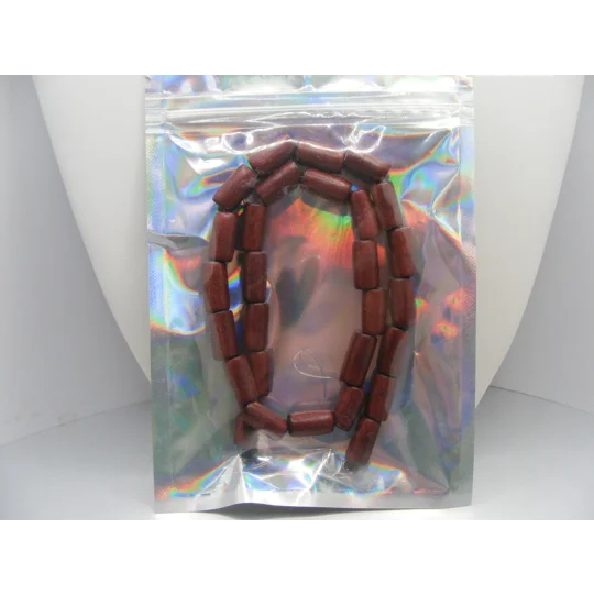Red Wood Tube Beads - 16"