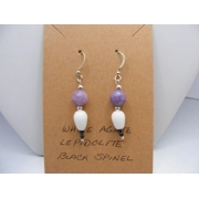 Lepidolite, White Agate and Black Spinel earrings