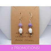 Lepidolite, White Agate and Black Spinel earrings