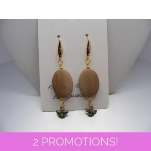 Picture Jasper with Bee Charm earrings