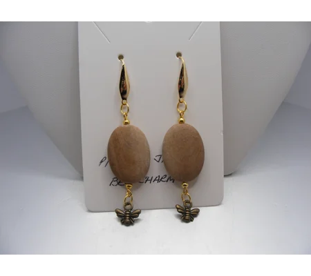 Picture Jasper with Bee Charm earrings