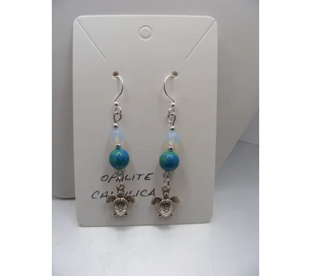 Turtle with Opalite and Calsilica earrings