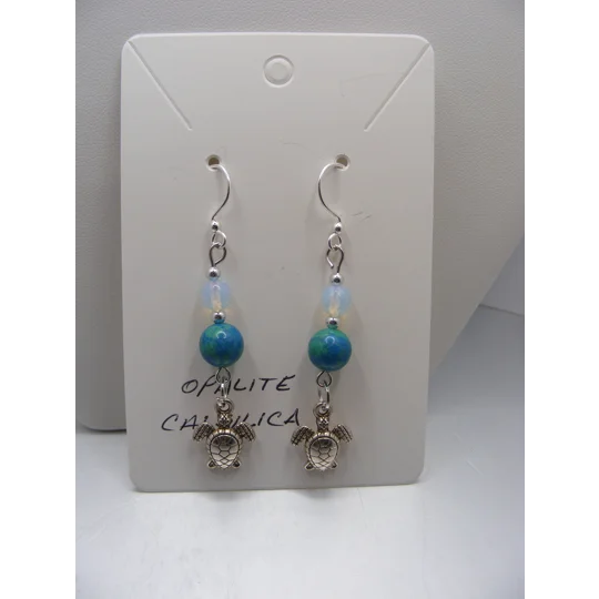 Turtle with Opalite and Calsilica earrings
