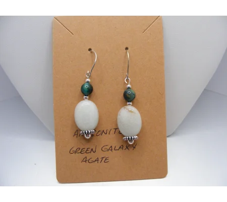 Amazonite and Galaxy Agate Earrings