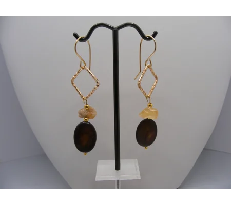Brown Mother of Pearl and Citrine earrings