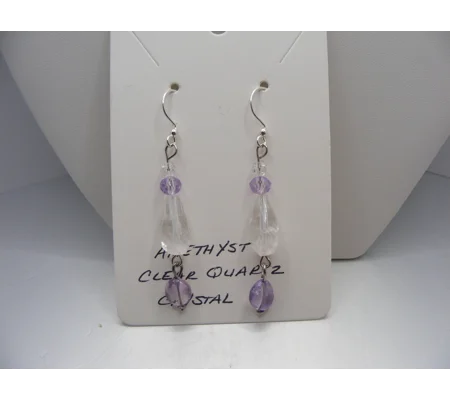 Clear Quartz and Amethystl earrings
