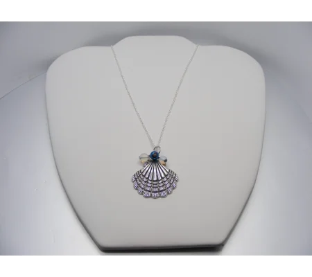 Pewter Shell w/ Opalite and a Glass Pearl