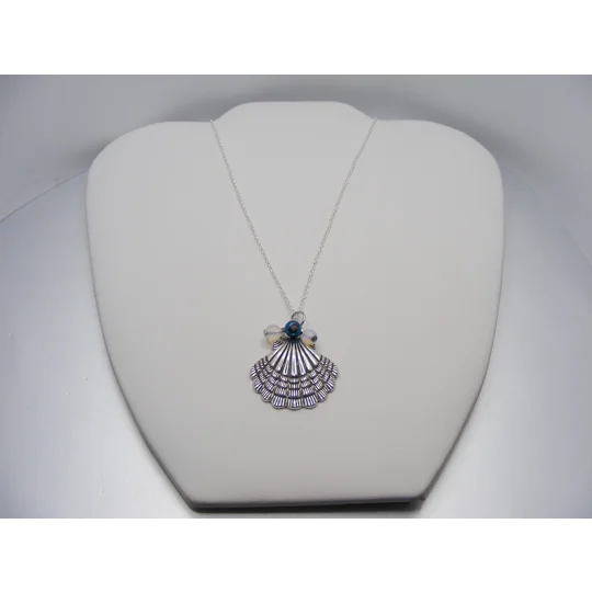 Pewter Shell w/ Opalite and a Glass Pearl