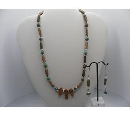 Native American Inspired Feldspar and Magnasite necklace set