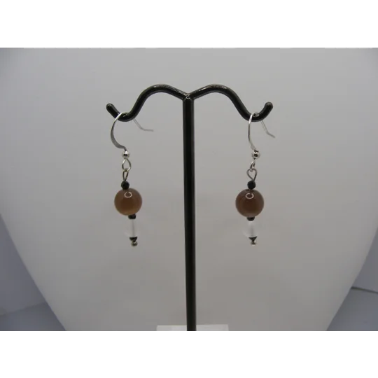 Cat's Eye, Crystal and Black Spinel earrings