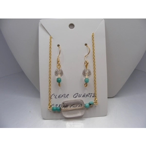 Clear Quartz and Czech Glass Pendant & Earring set