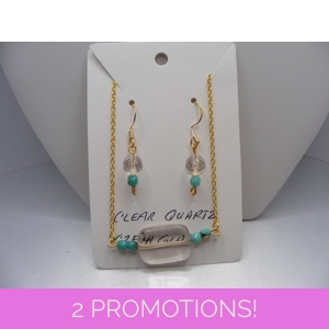 Clear Quartz and Czech Glass Pendant & Earring set