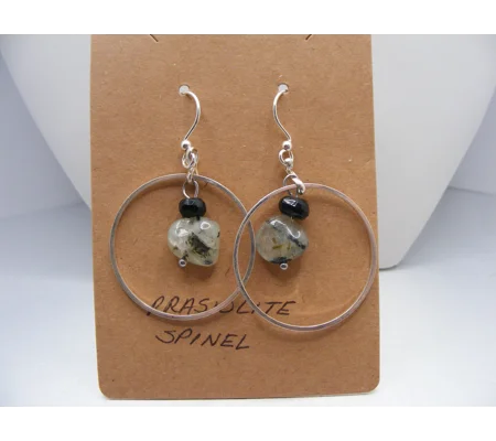 Prasiolite and Black Spinel earrings