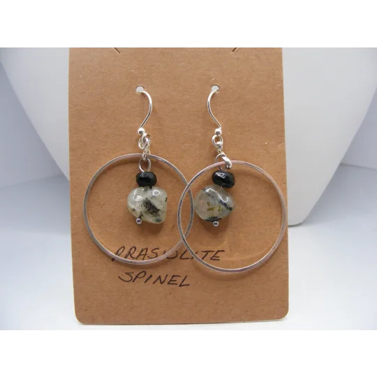 Prasiolite and Black Spinel earrings