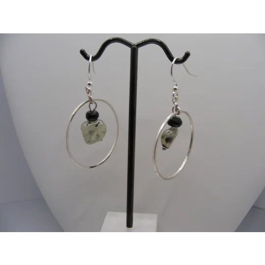 Prasiolite and Black Spinel earrings