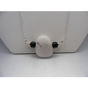 Dendritic Opal and Onyx Necklace