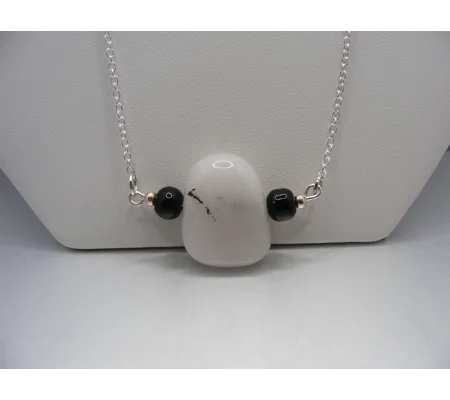 Dendritic Opal and Onyx Necklace