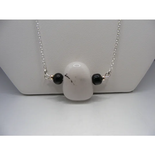 Dendritic Opal and Onyx Necklace