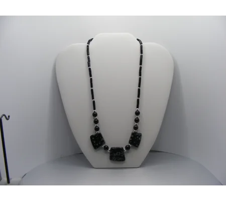 Snowflake Obsidian, Golden Obsidian and Basanite necklace