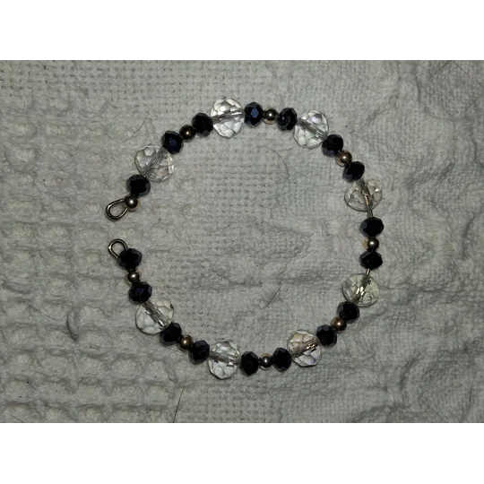 Memory Wire Black and Clear Crystal Bracelet