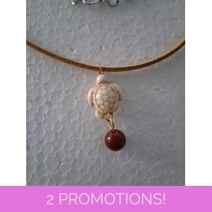 Sea Turtle and Coffee Agate Leather Necklace