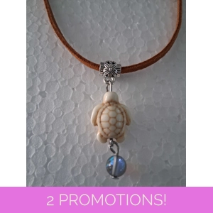 Sea Turtle and Mermaid Glass Leather Necklace