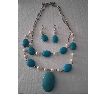 Palm Beach Jewelers Freshwater Pearl and Turnquoise Necklace set