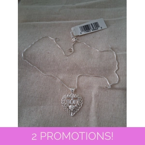 Heart Diamond Cut MOM Necklace - Sterling