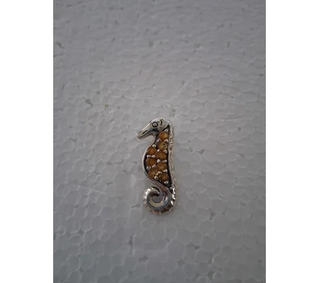 Citrine Seahorse Pendant - 925 Silver