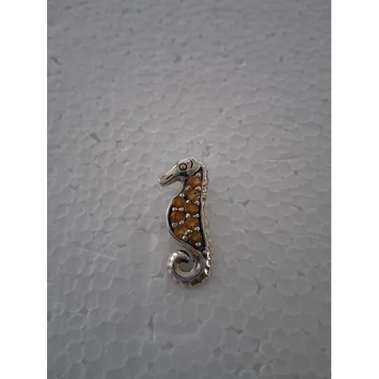 Citrine Seahorse Pendant - 925 Silver