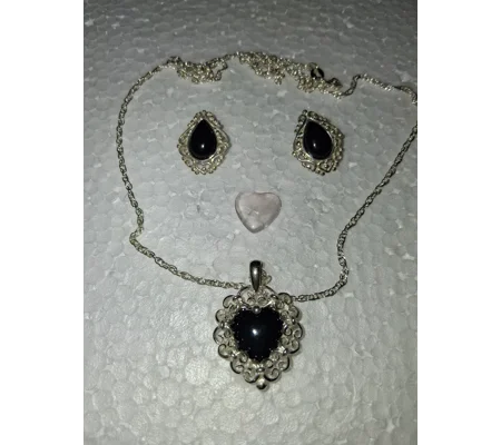 Sterling Silver Convertible Heart Pendant and Earrings
