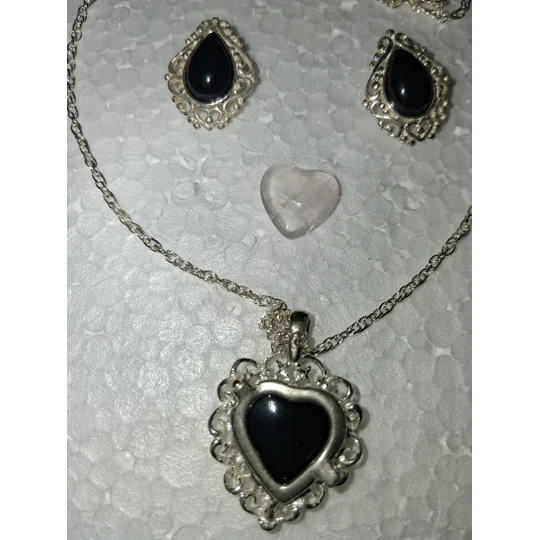 Sterling Silver Convertible Heart Pendant and Earrings