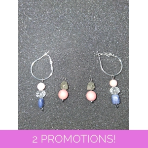 Hoop Earrings with Charm Drops - Pink