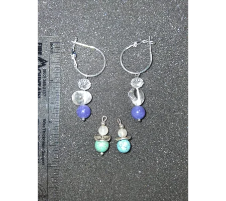 Hoop Earrings with Charm Drops - Purple