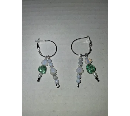 Hoop Earrings with Charm Drops - Vintage beads