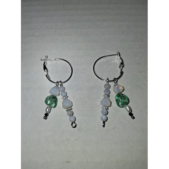 Hoop Earrings with Charm Drops - Vintage beads