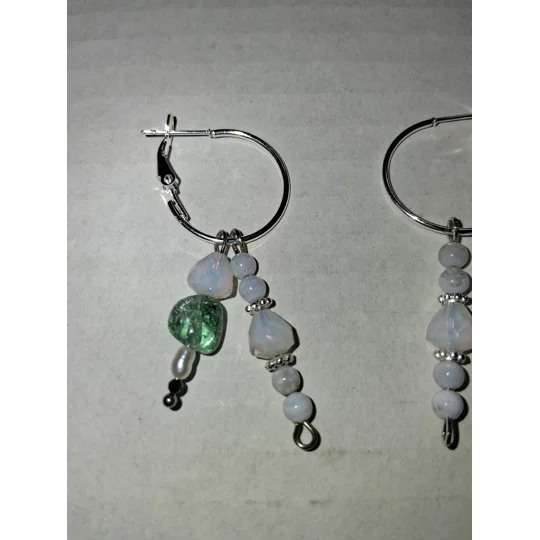 Hoop Earrings with Charm Drops - Vintage beads