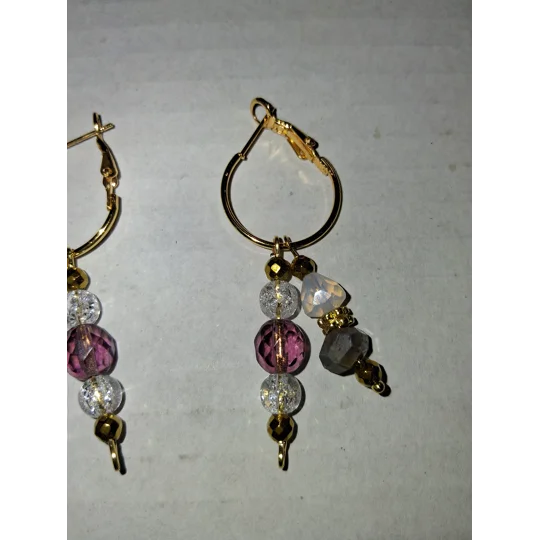 Hoop Earrings with Charm Drops - Sapphire