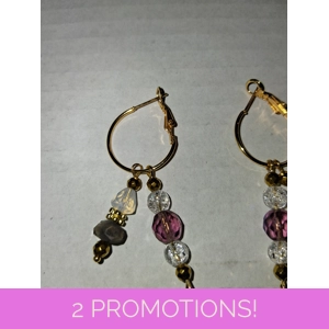 Hoop Earrings with Charm Drops - Sapphire