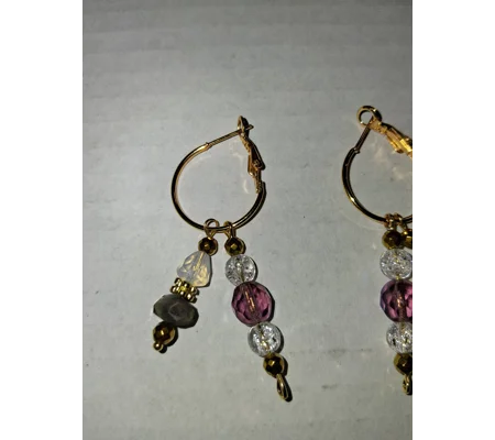 Hoop Earrings with Charm Drops - Sapphire
