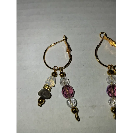 Hoop Earrings with Charm Drops - Sapphire