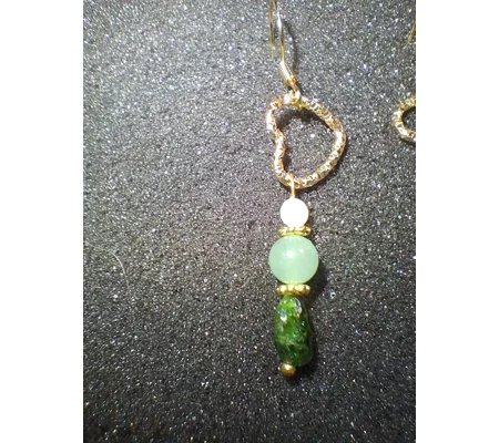 Ethiopian Opal, Chrome Diopside and Aventurine Heart earrings