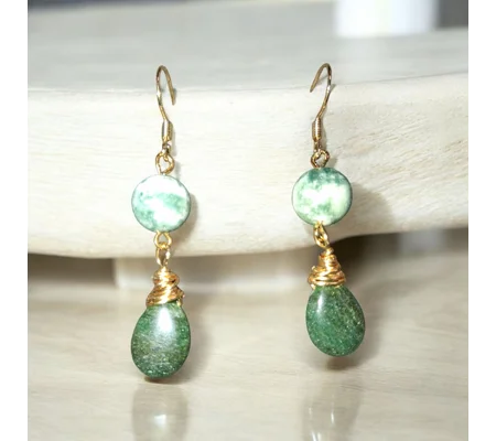 Tree Agate and Aventurine earrings