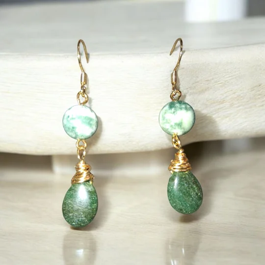 Tree Agate and Aventurine earrings